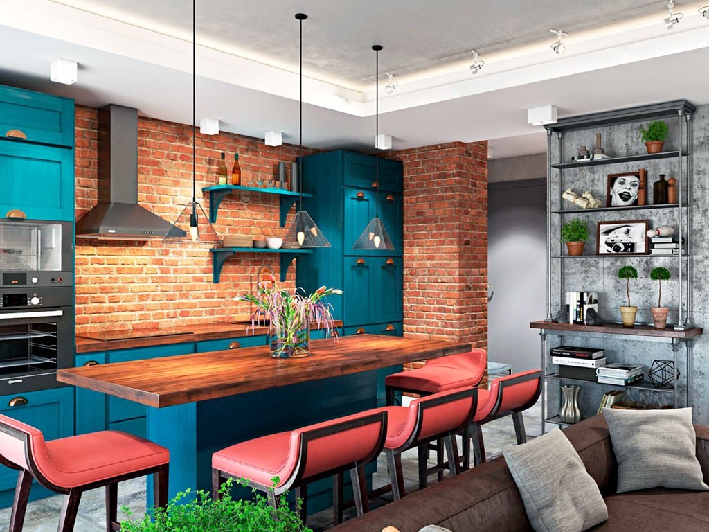 Модный дизайн кухни для лофта — особенности и тренды