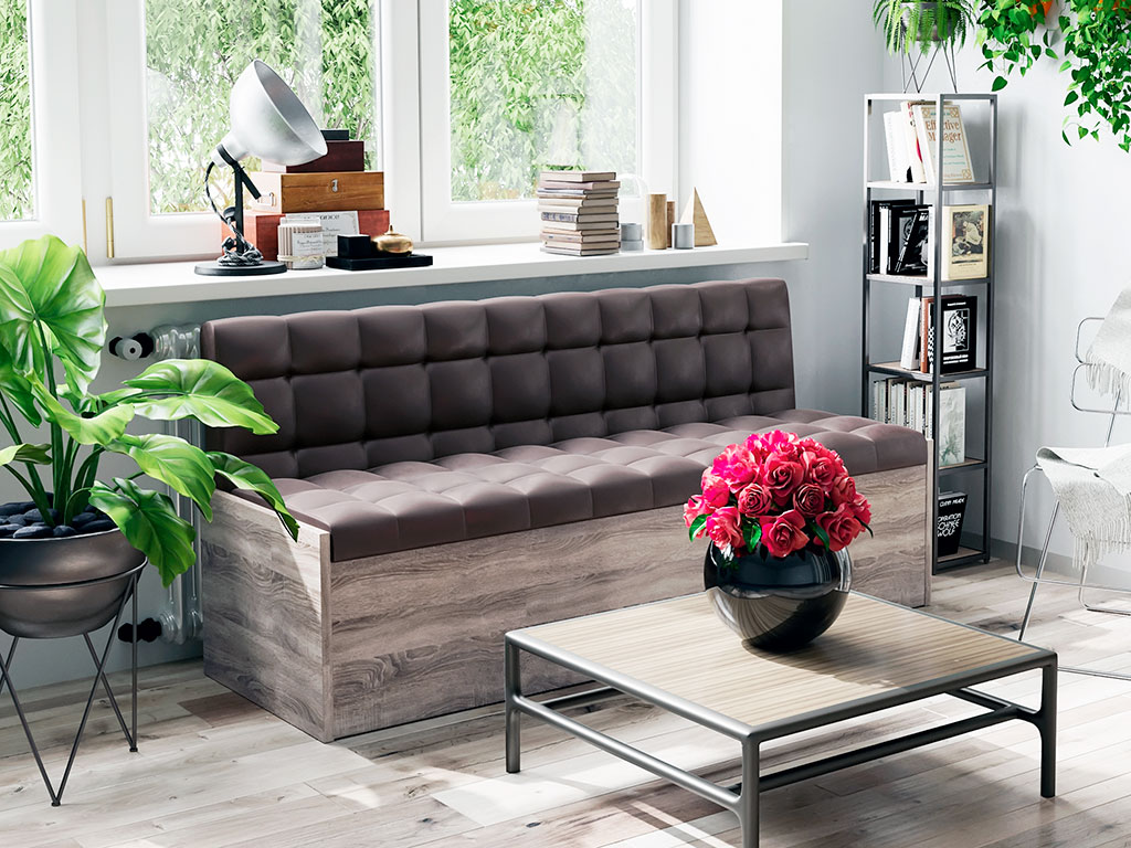 Узкий диван для дома в стиле лофт