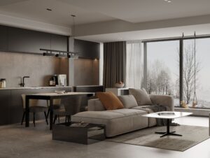 Кухня-гостиная в современном лофте