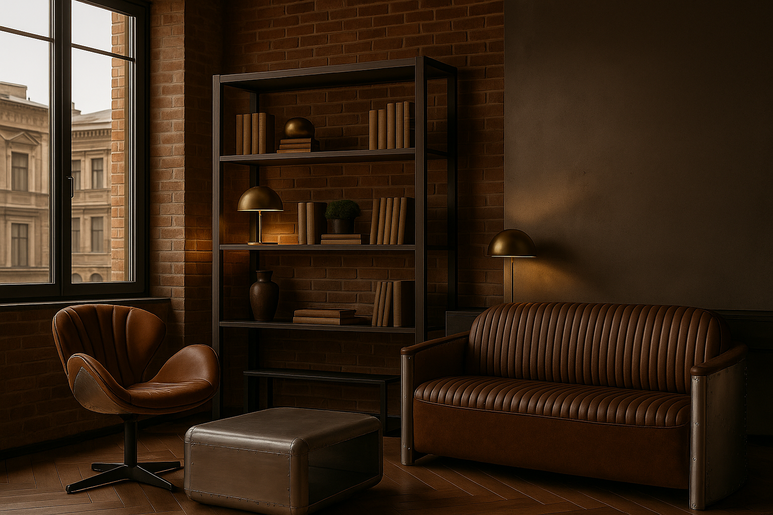 Диван Aviator Tomcat - прямой кожаный диван в стиле лофт